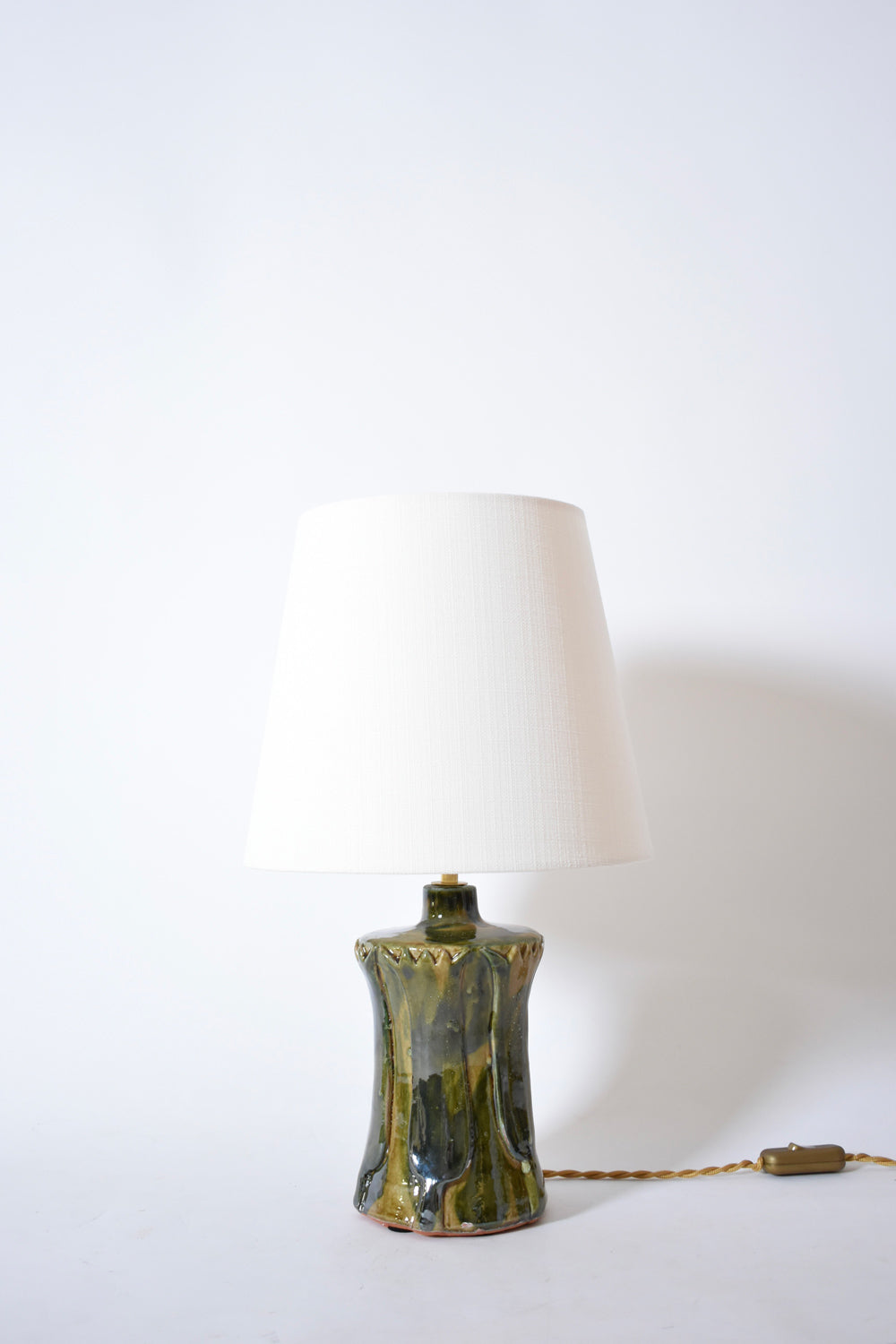 "Kasaï" Nilo beige blue green ceramic lamp 25cm, Barracuda Edition.
