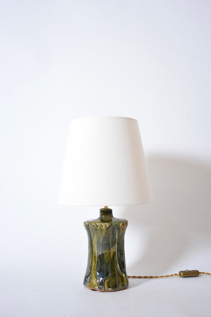 "Kasaï" Nilo beige blue green ceramic lamp 25cm, Barracuda Edition.