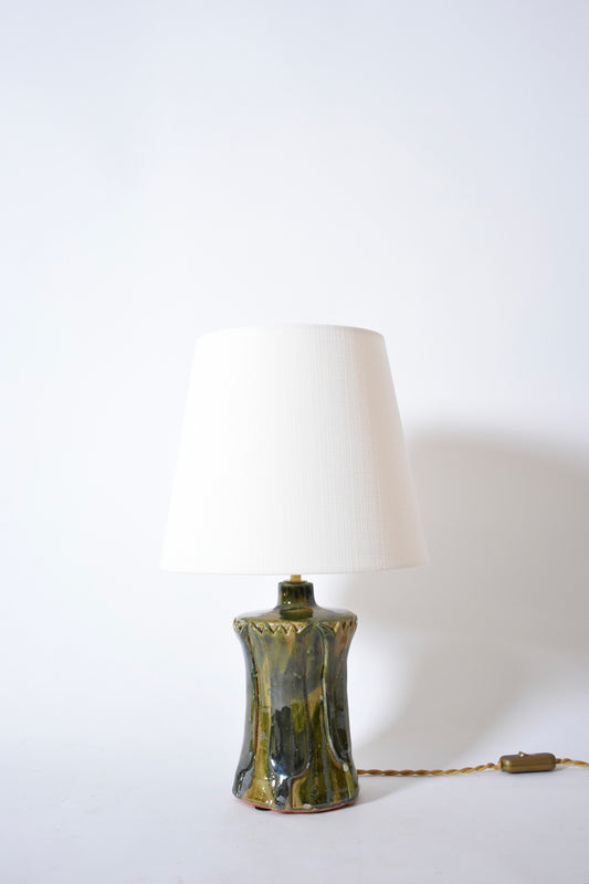 "Kasaï" Nilo beige blue green ceramic lamp 25cm, Barracuda Edition.