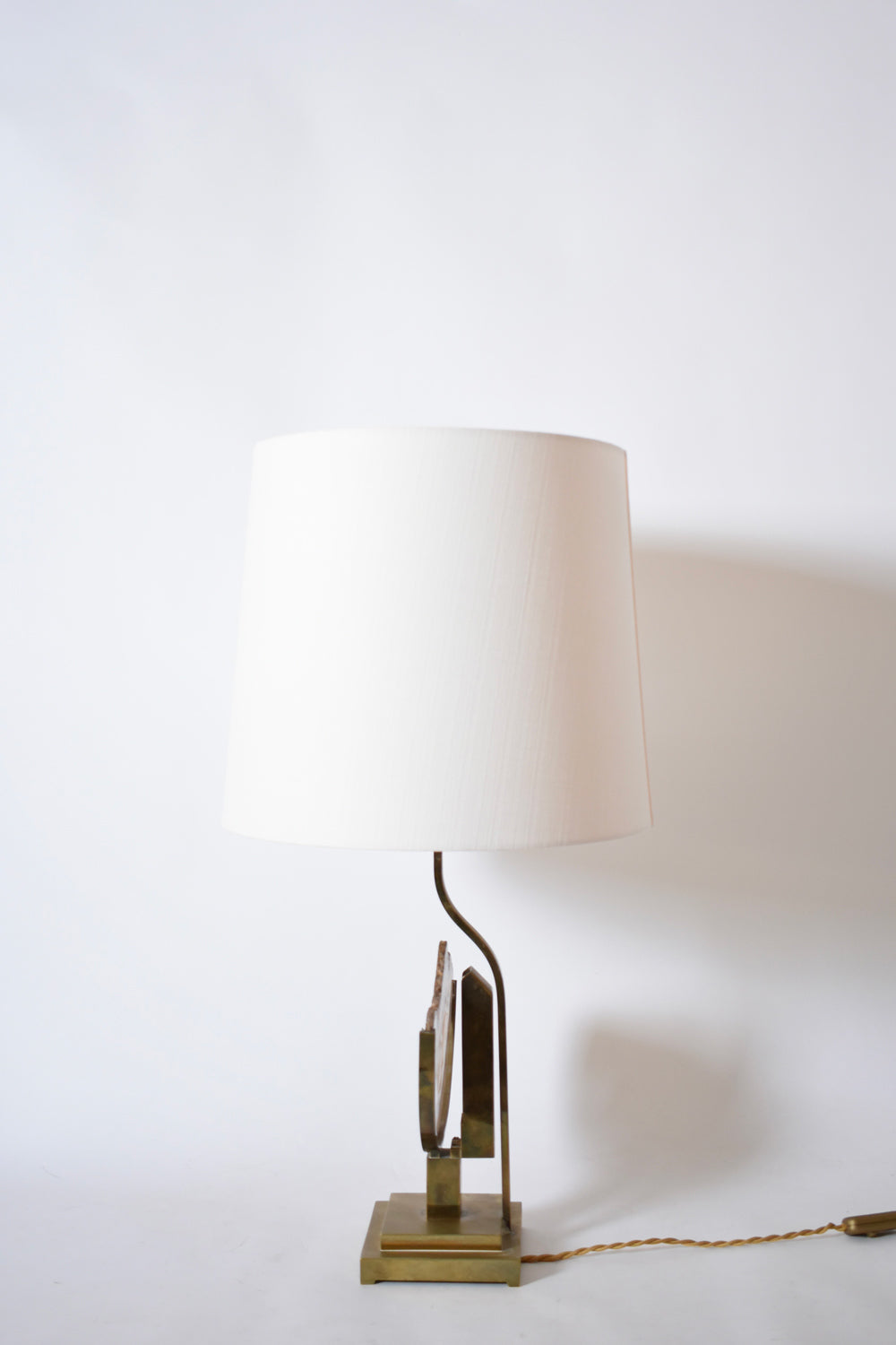 Agate and brass table lamp, 1970s.
