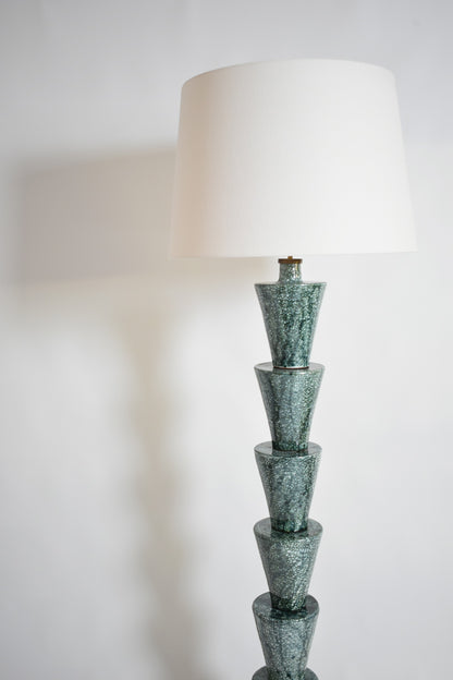 “Nizwa” green craquelé cerfloor lamp, Barracuda Edition.