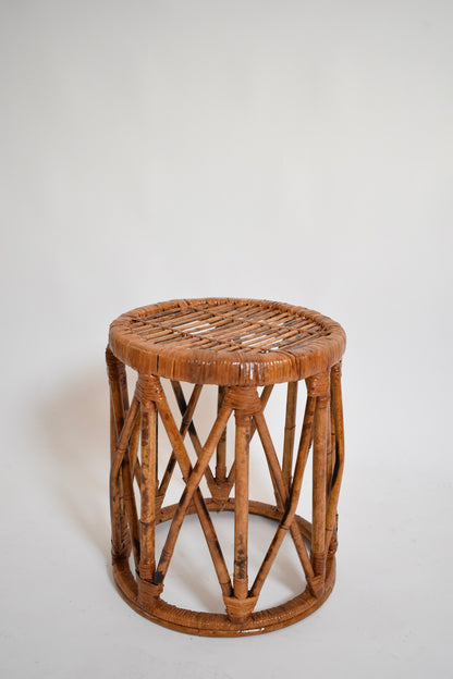 Pair of rattan cylindrical stools, 1960s.