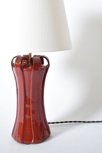 "Kasaï" Henry red ceramic lamp 25cm, Barracuda Edition.
