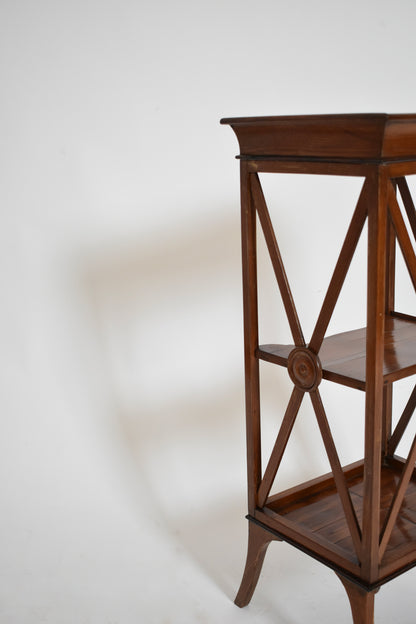 Pair of neoclassical mahogany bedside tables, 1960s.