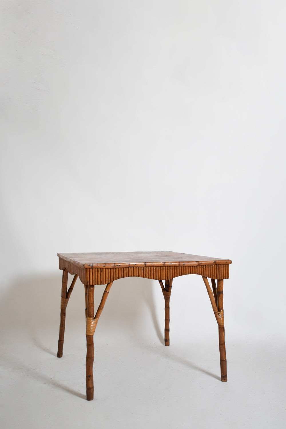 Rattan square game table, 1950s.