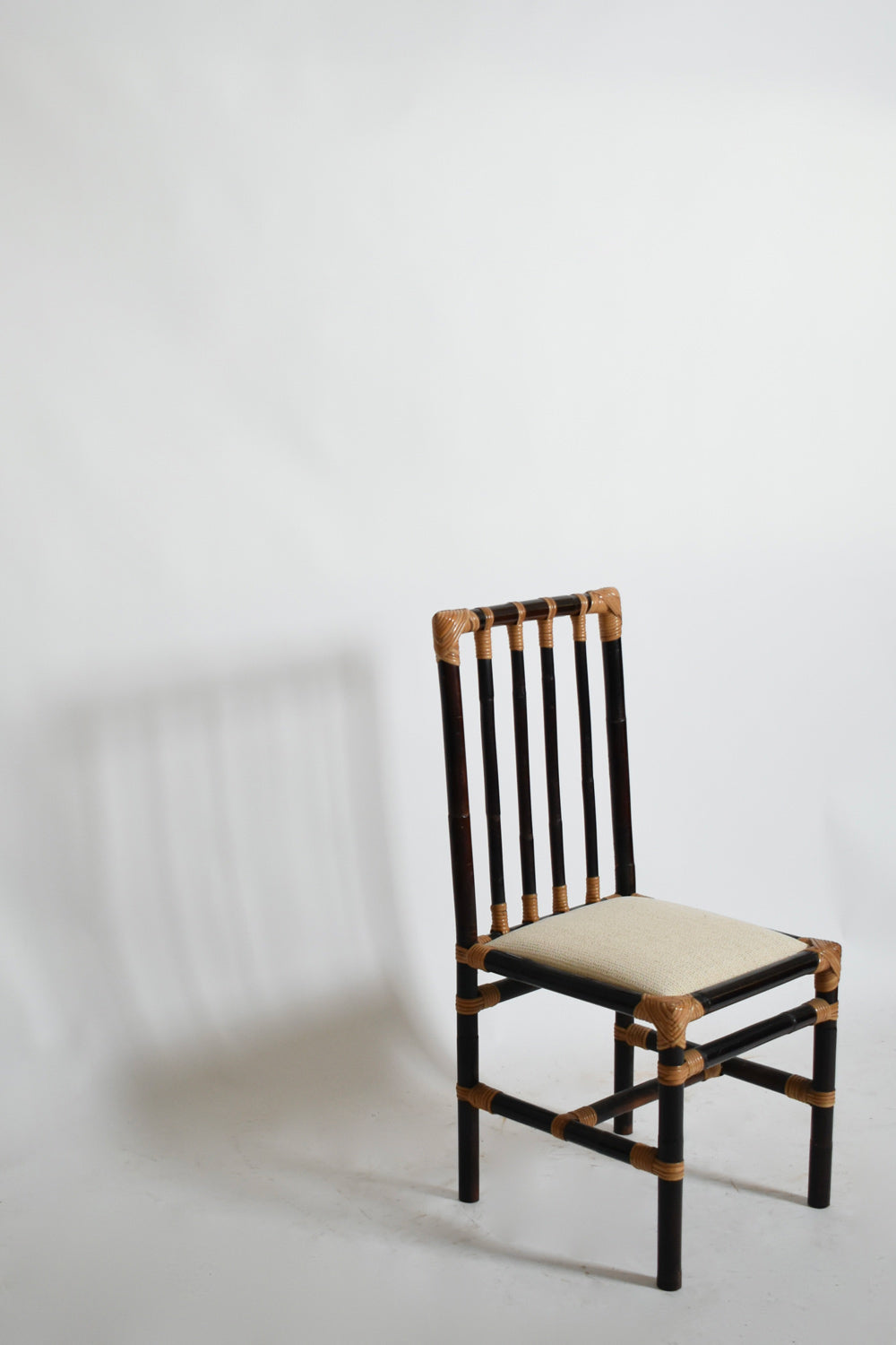Set of four bicolor rattan chairs, 1970s.