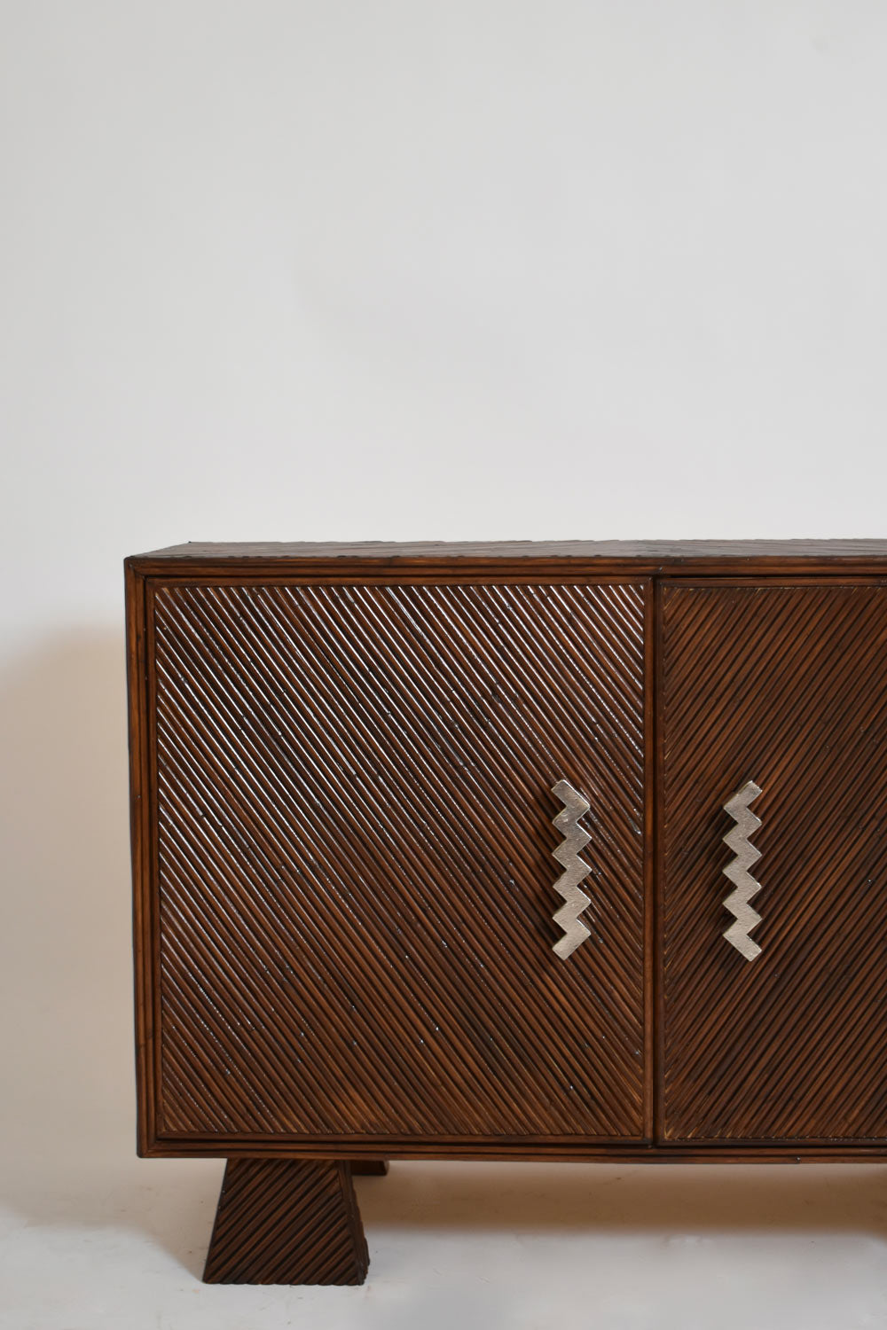 "Arrabida" 120cm brown rattan and nickeled bronze sideboard, Barracuda Edition.