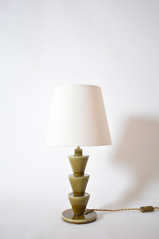"Nizwa" narrow 33cm beige ceramic table lamp, Barracuda Edition.
