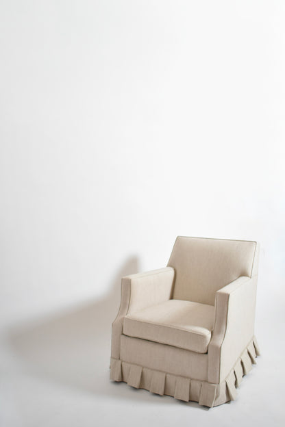 Pair of off white textured fabric fringe armchairs, 1960s.
