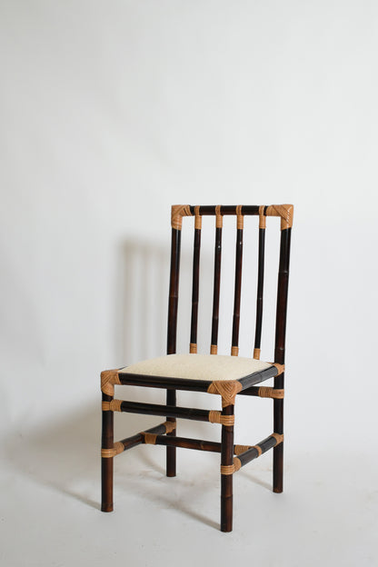 Set of four bicolor rattan chairs, 1970s.
