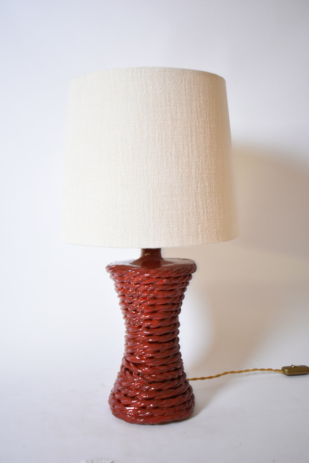 "Kasaï" Rope red ceramic lamp 32cm, Barracuda Edition.