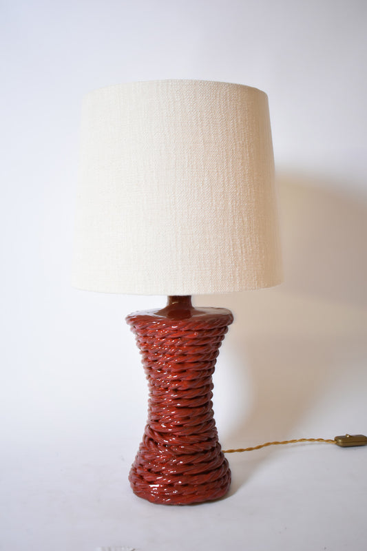 "Kasaï" Rope red ceramic lamp 32cm, Barracuda Edition.