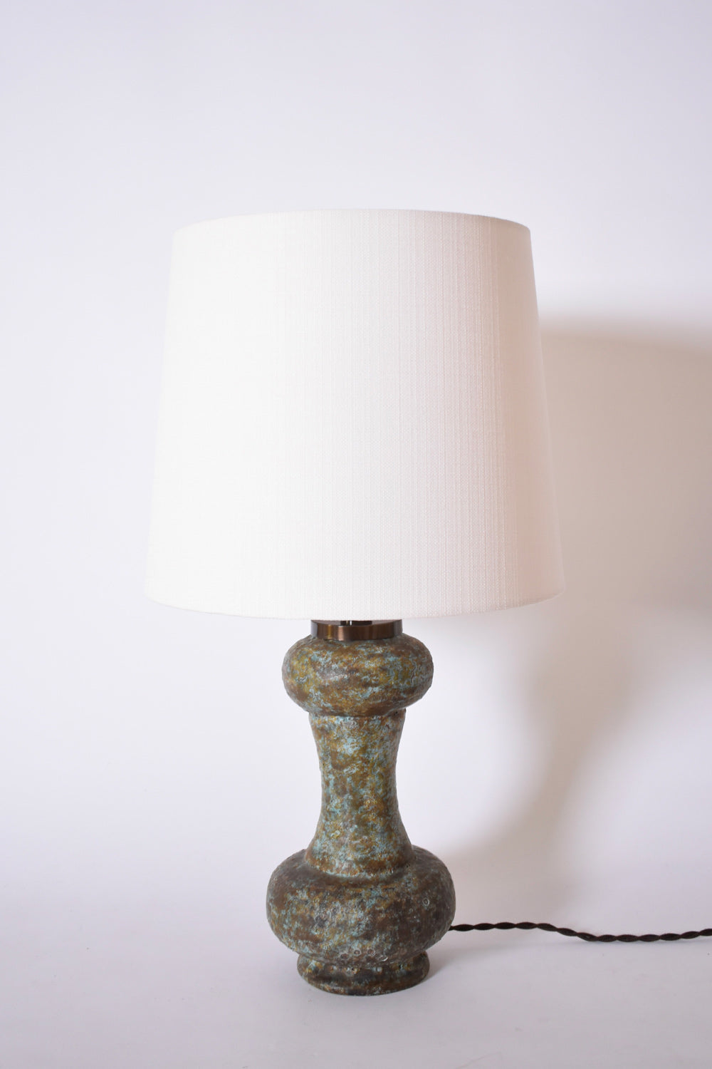 Green turquoise ceramic bilobed lamp, 1960s.