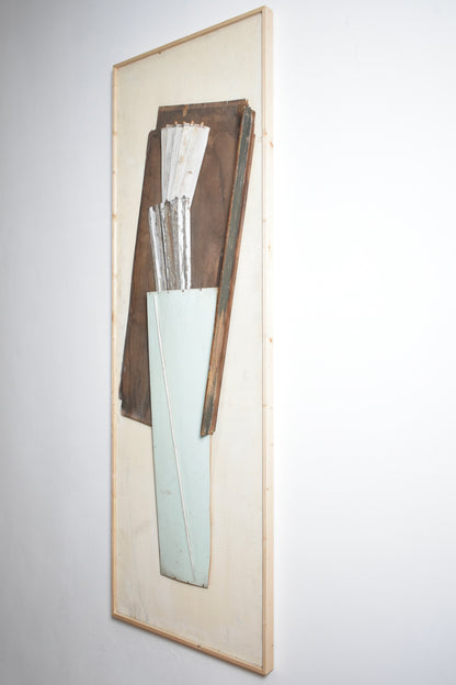 Assembled wood pieces painting sculpture, 1970s.