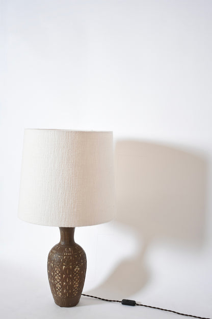 Low relief folliage pattern ceramic lamp, 1930s.