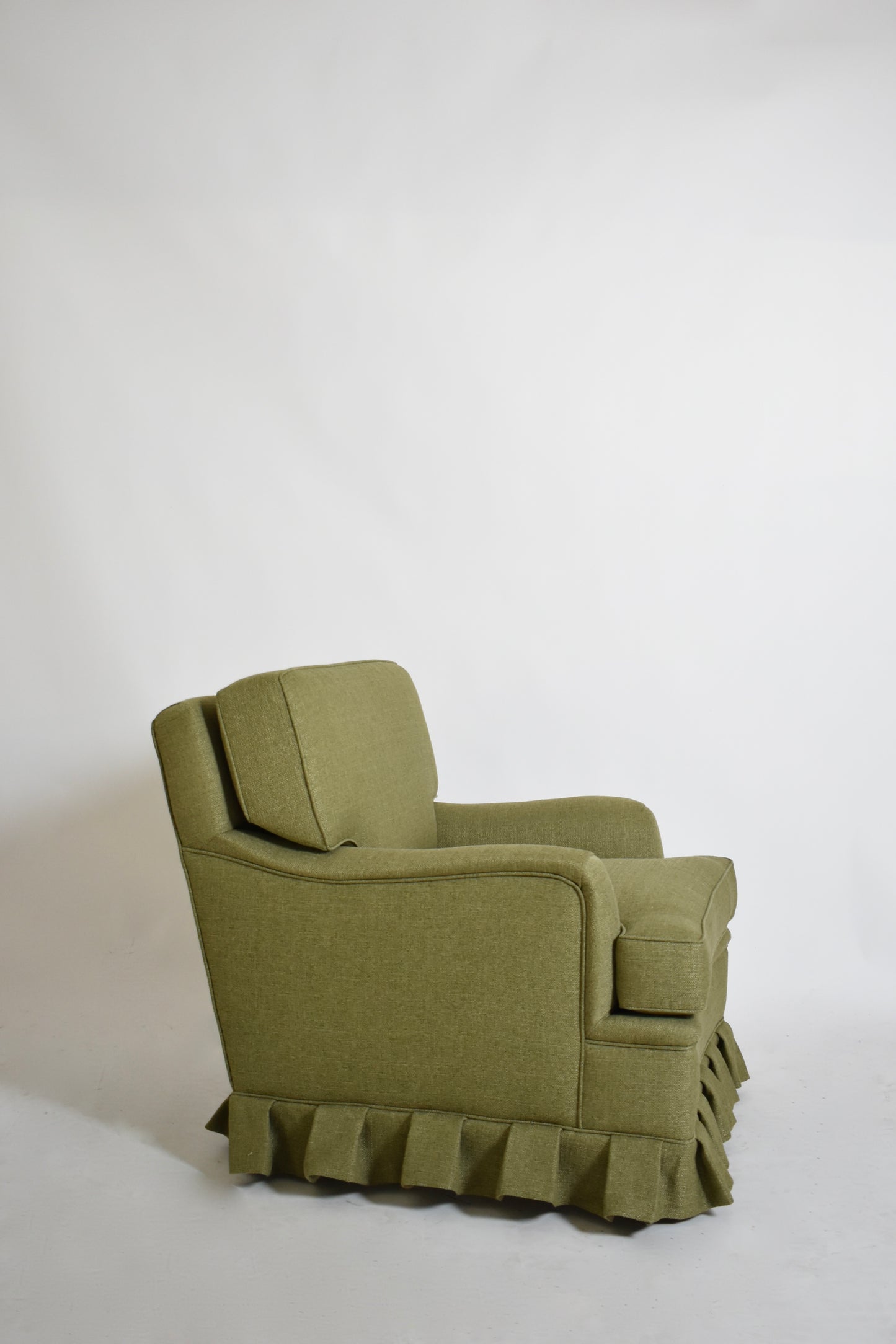 Green fabric fringe armchair, 1960s.