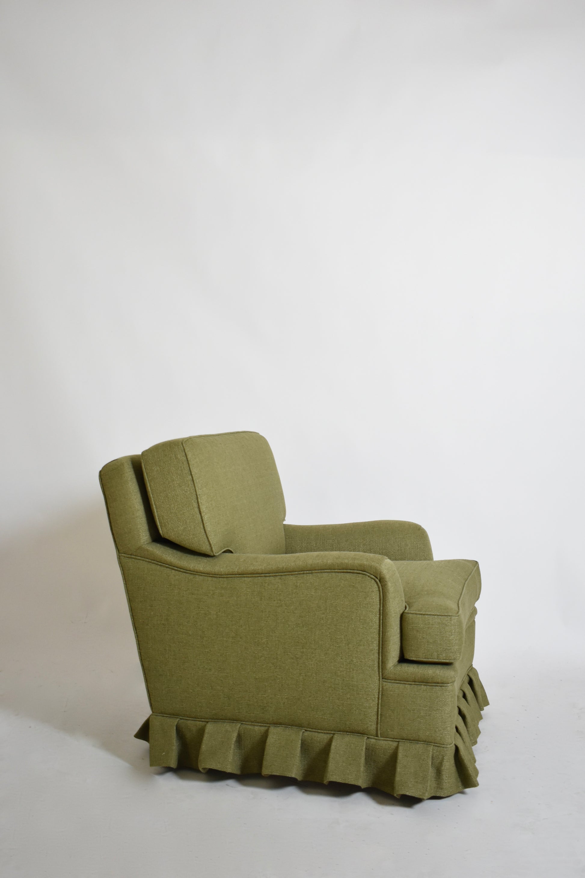 Green fabric fringe armchair, 1960s.