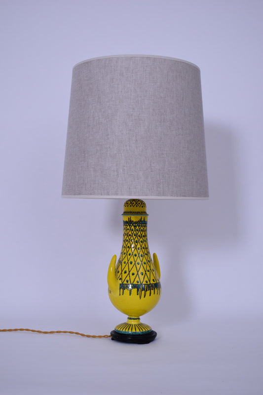 Aldo Londi yellow horns ceramic lamp.