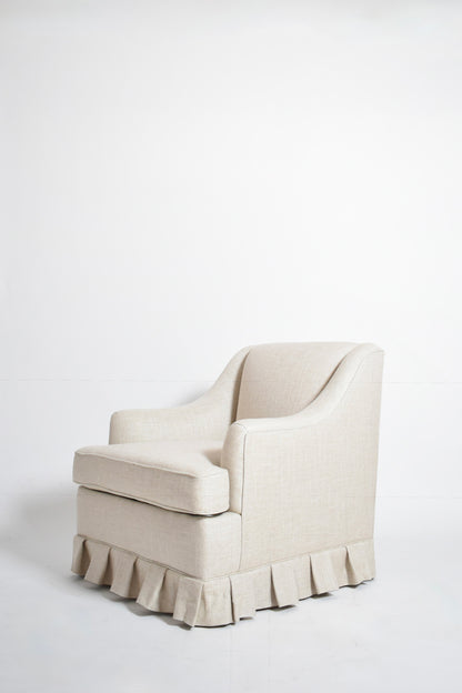 Pair of gray fabric fringe armchairs, 1940s.
