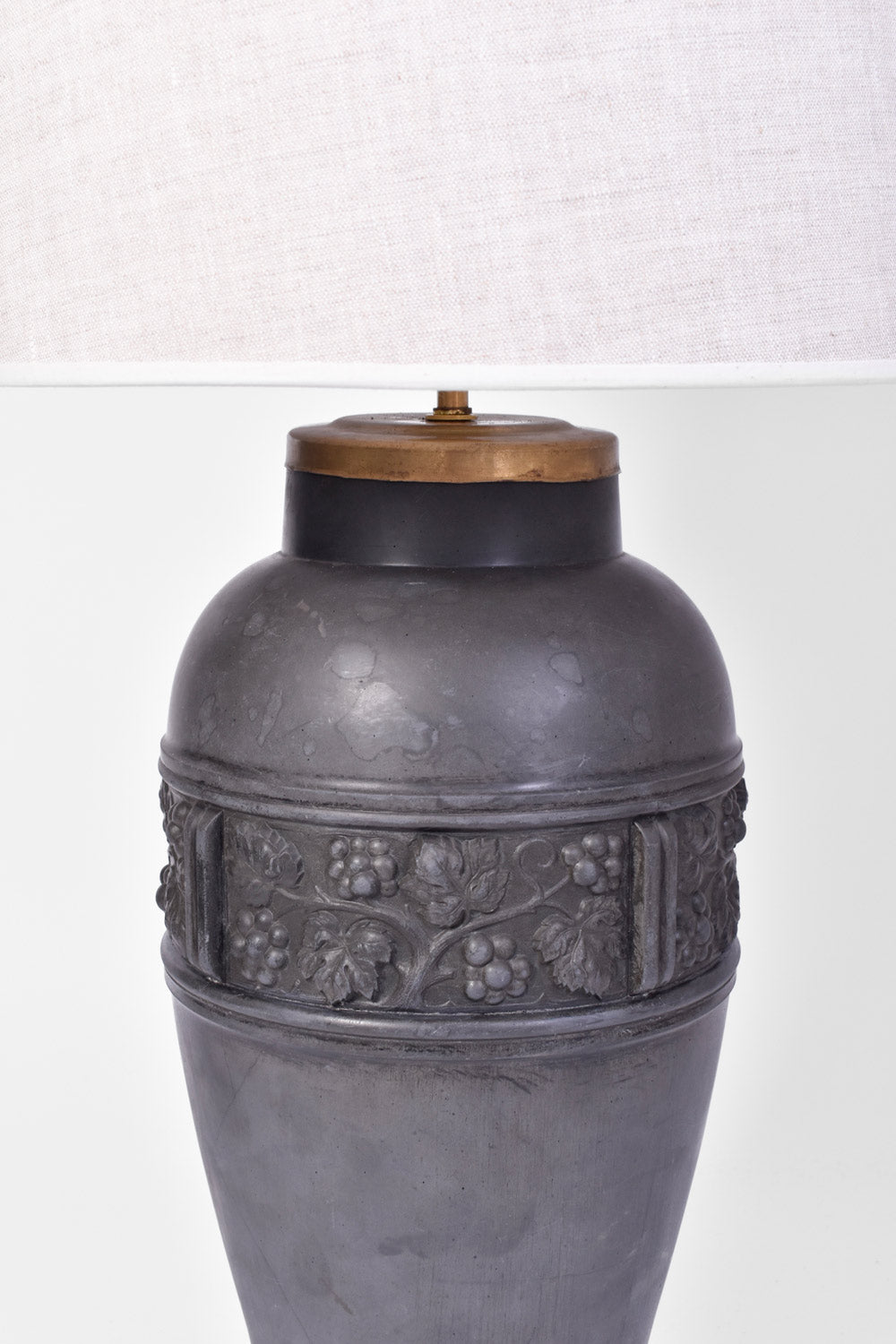 Black ceramic vegetal pattern lamp, 1930s.