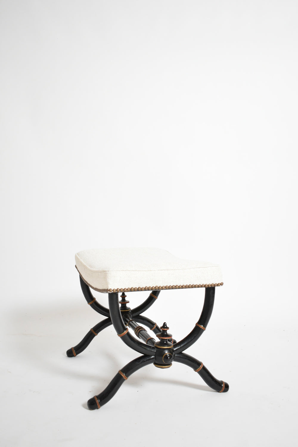 Napoleon III curule faux bamboo stool, XIXth c.