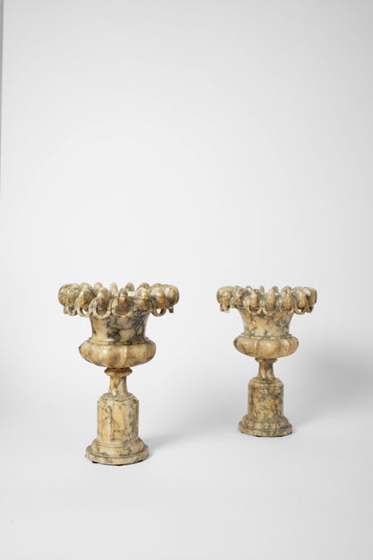 Pair of alabaster vases, 19th c.