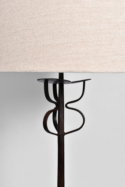 Tripod wrought iron floor lamp, 1960s.