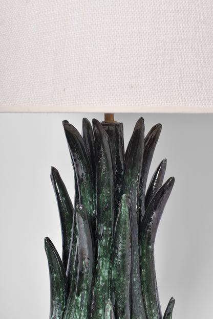 "Pico" 42cm green ceramic lamp, Barracuda edition.