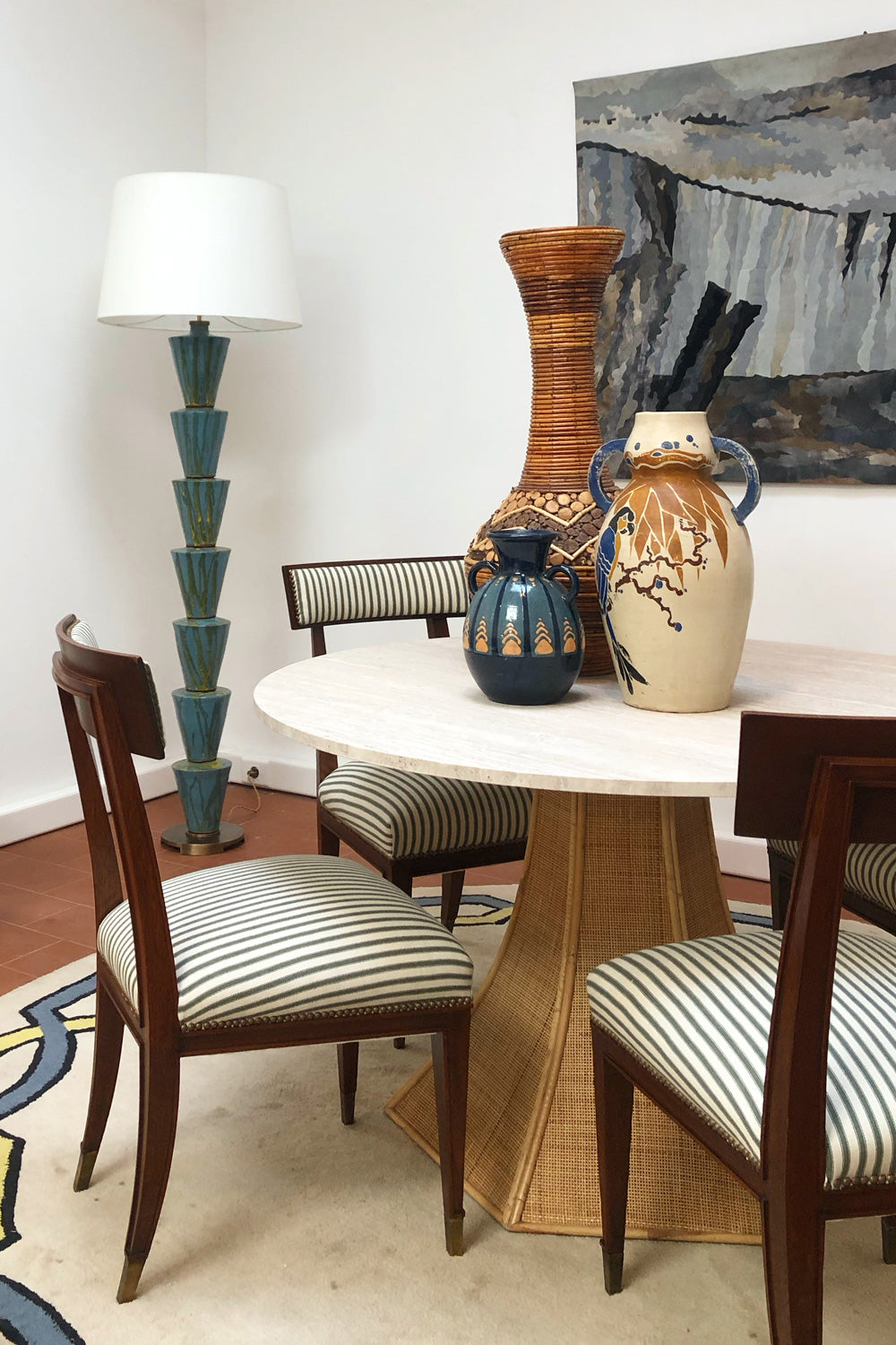"Nizwa" blue and yellow cerafloor lamp, Barracuda Edition.