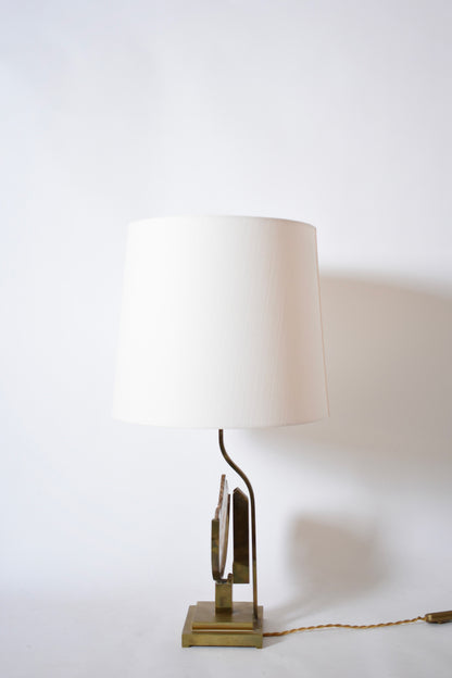 Agate and brass table lamp, 1970s.