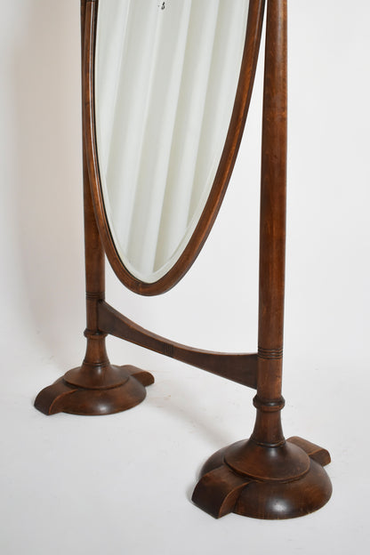 Arts and Crafts wooden psyche mirror, 1900s.