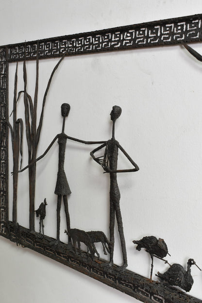 Mural brutalist painting sculpture, 1960s.