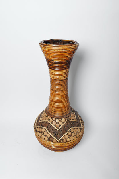 Large rattan vase, 1970s.