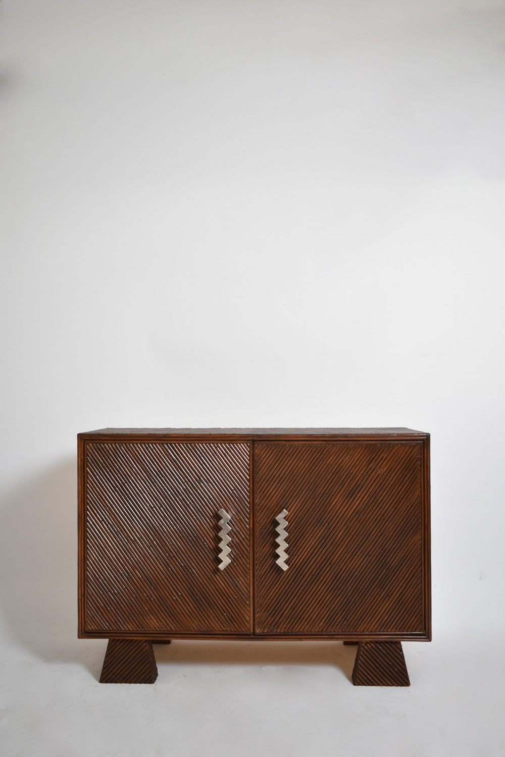 "Arrabida" 120cm brown rattan and nickeled bronze sideboard, Barracuda Edition.