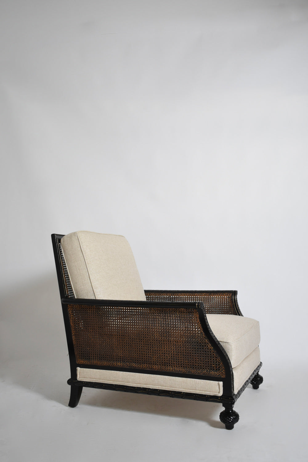 Canning and carved wood armchair, XIXth c.