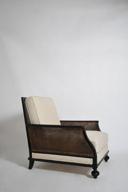 Canning and carved wood armchair, XIXth c.