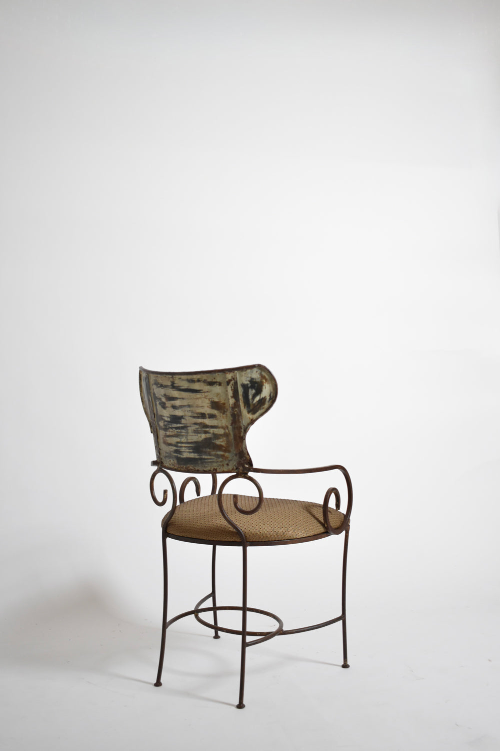 Pair of antique style wrought iron armchairs, XIXth c.