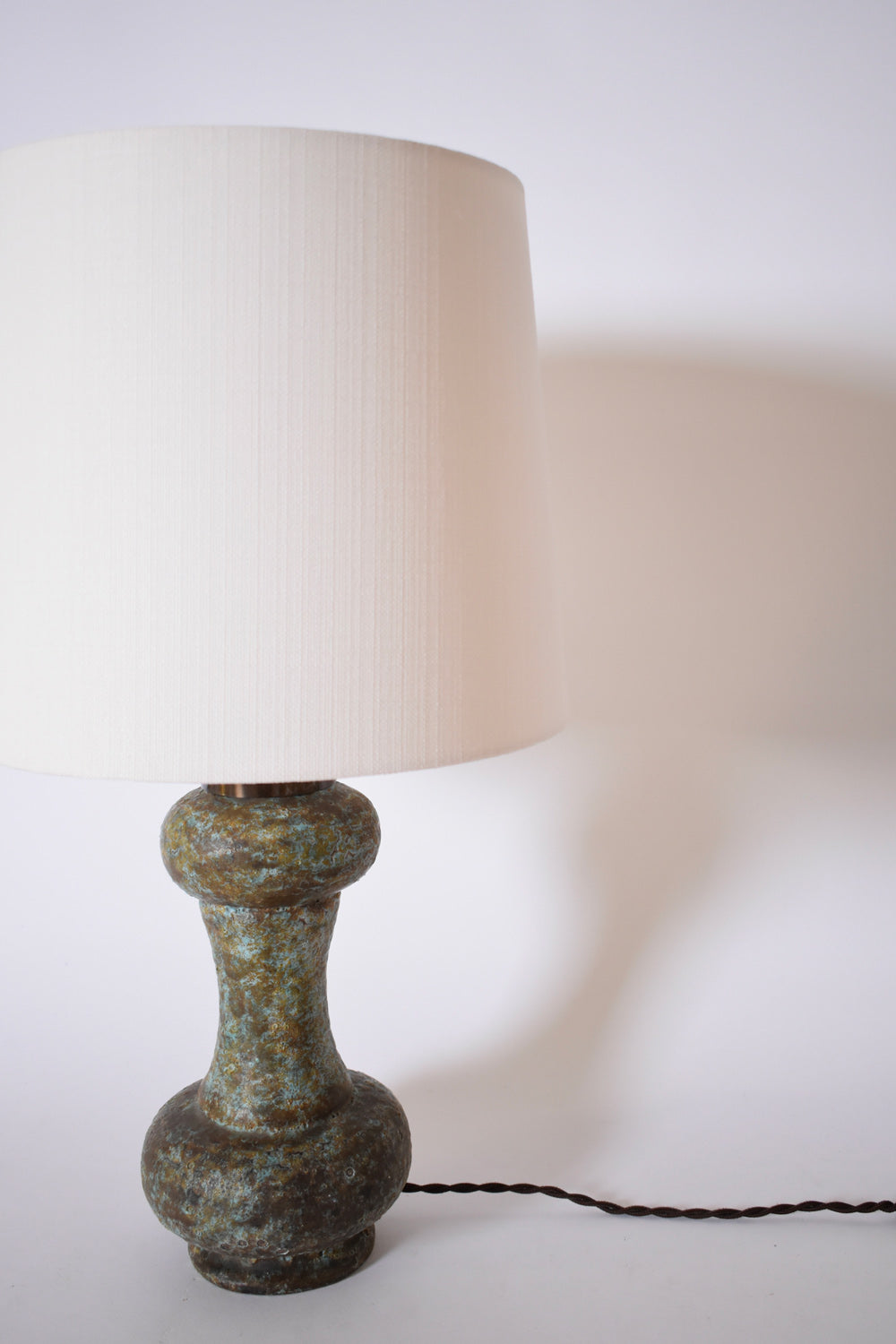 Green turquoise ceramic bilobed lamp, 1960s.