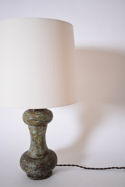 Green turquoise ceramic bilobed lamp, 1960s.