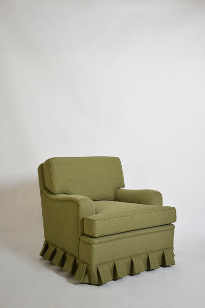 Green fabric fringe armchair, 1960s.