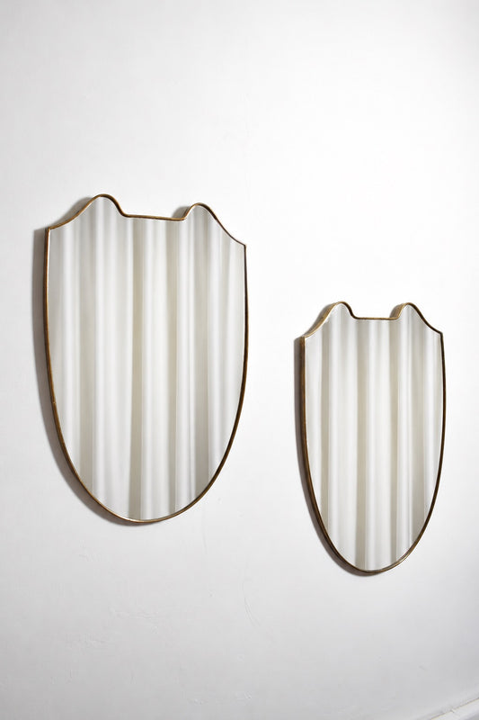 Pair of italian brass mirrors, 1950s.