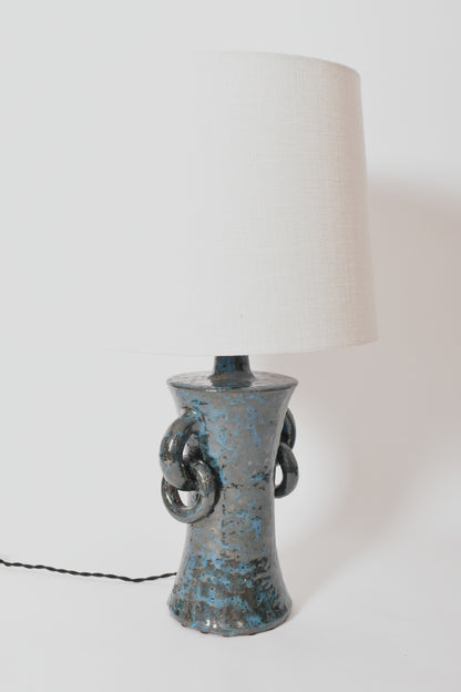 "Kasaï" Handles blue handles ceramic lamp 32cm, Barracuda Edition.