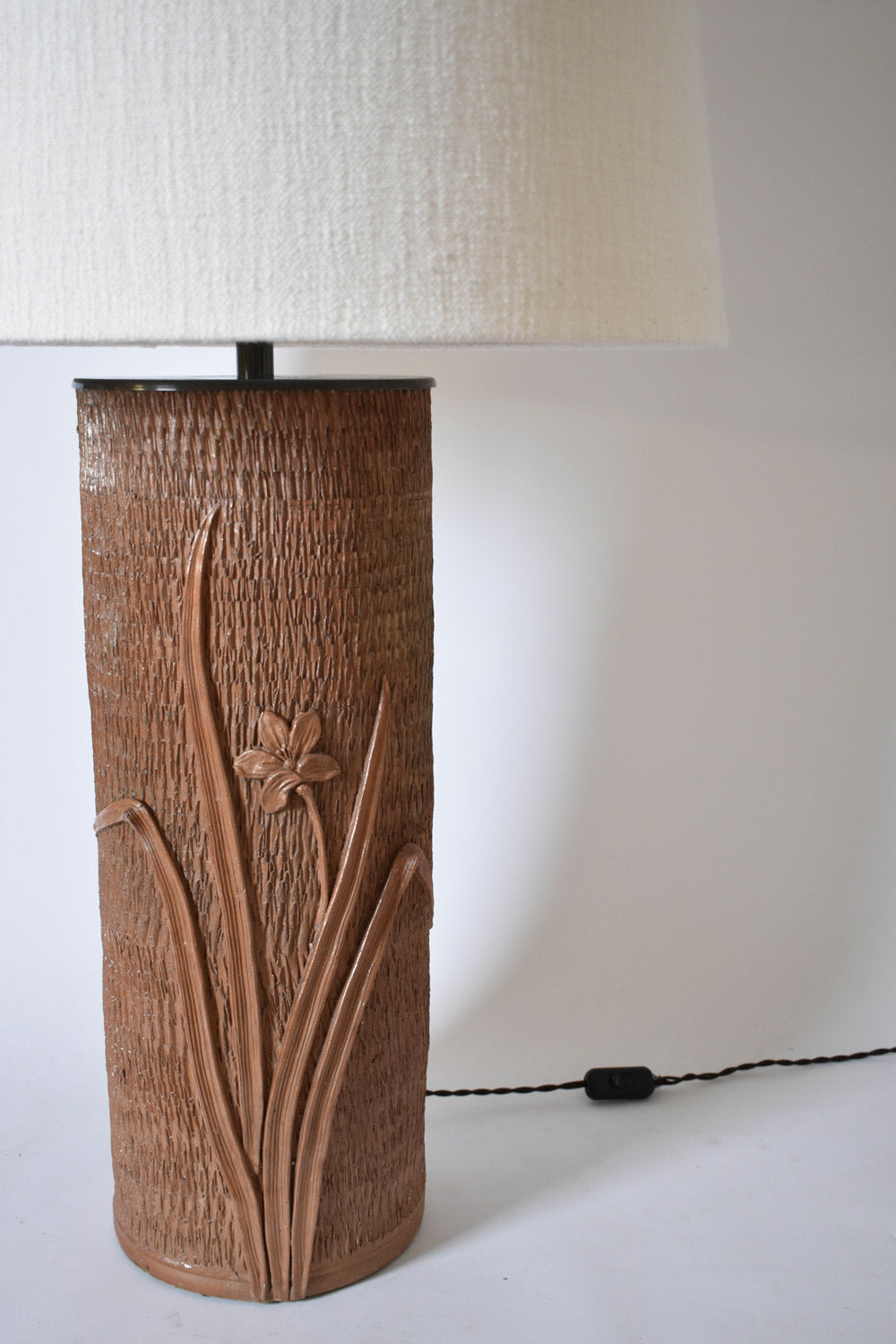 Important cylinder ceramic stoneware lamp, 1950s.