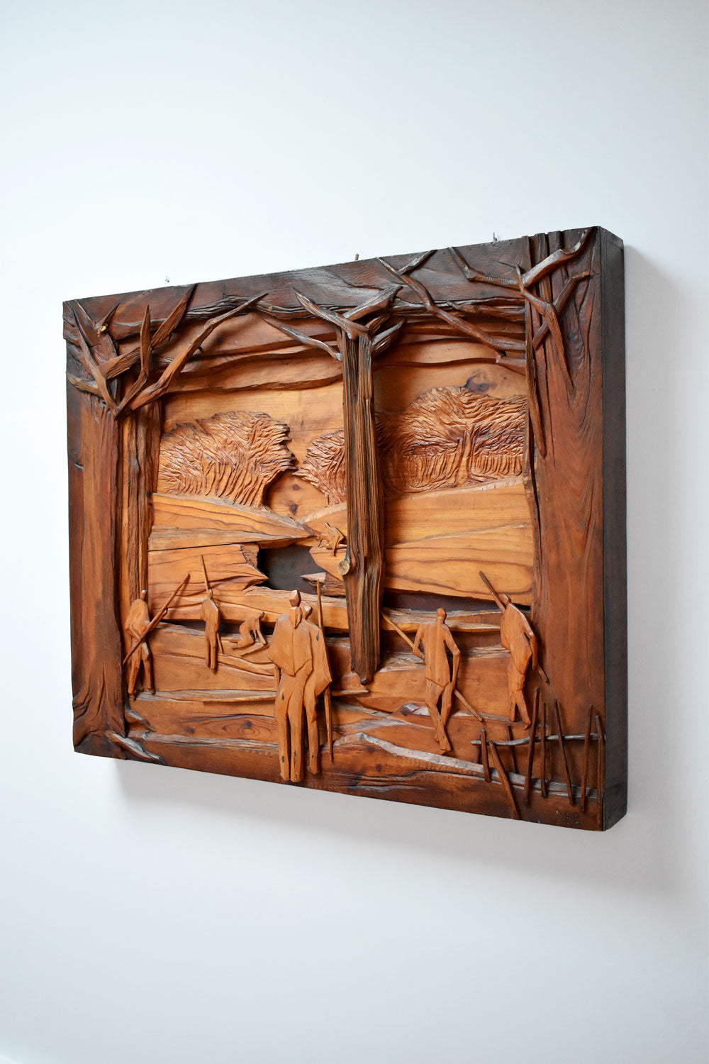 Desesprit wooden wall sculpture, 1970s.