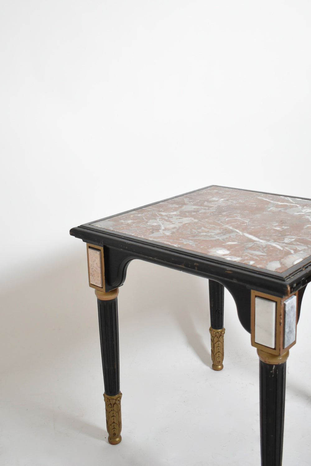 Louis XVI style ebonised pedestal table, 1930s.