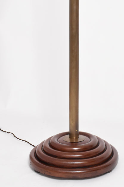 Mahogany and brass floor lamp, 1970s.