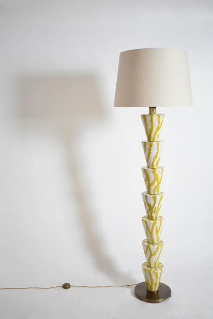 “Nizwa” white and yellow cfloor lamp, Barracuda Edition.