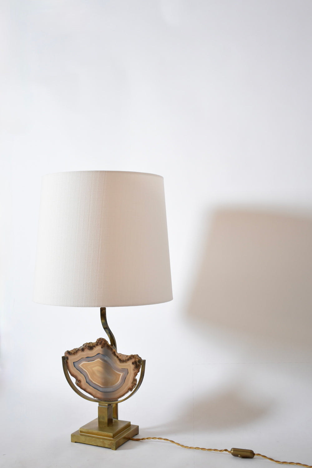 Agate and brass table lamp, 1970s.