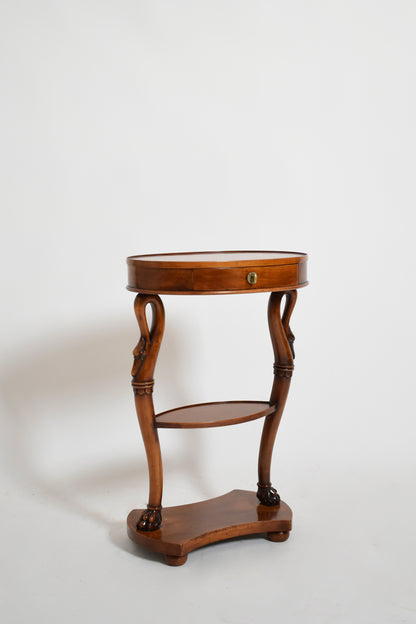 Pair of oval swan side tables, 1900s