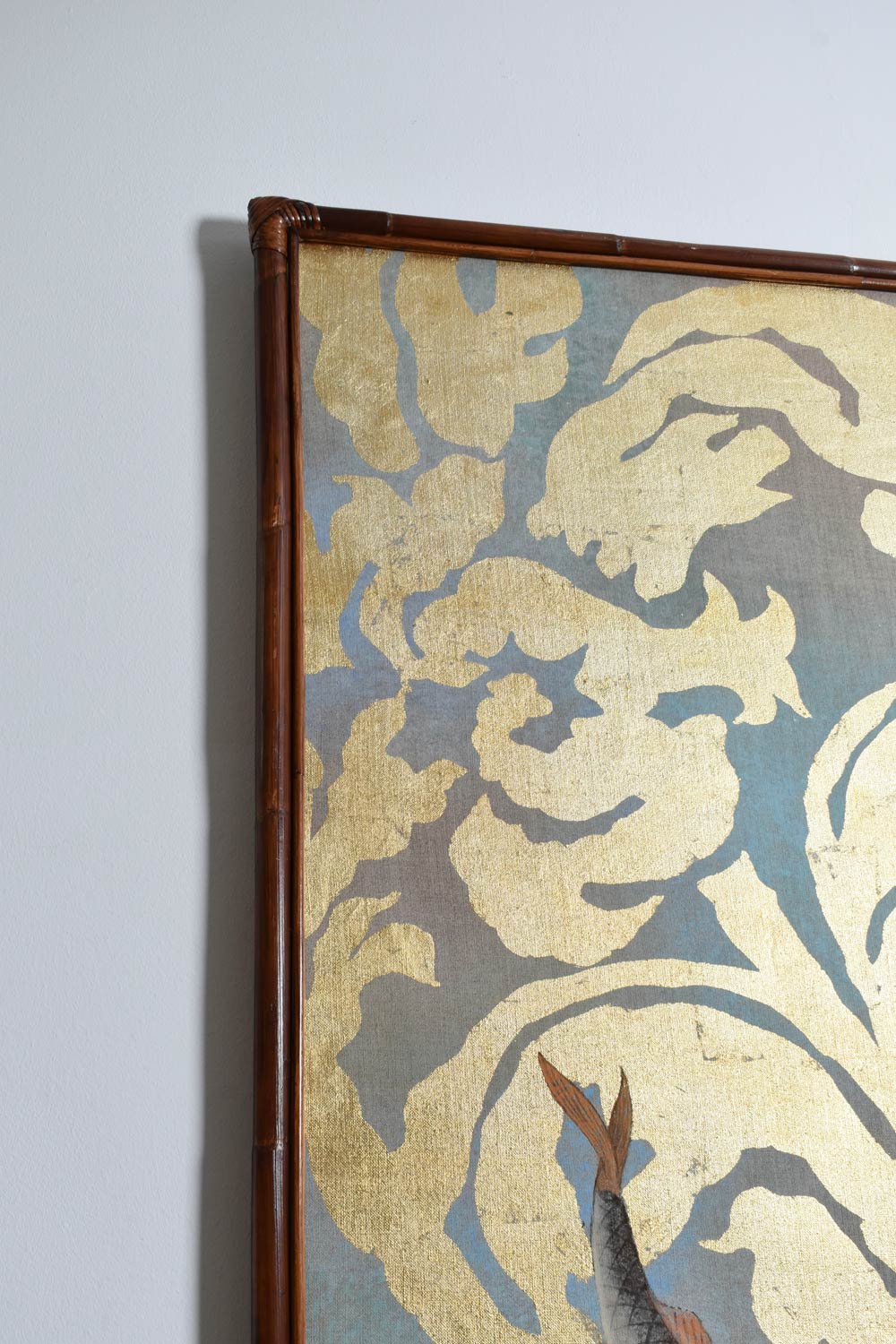 Fishes and foliage print on canvas, 1970s.